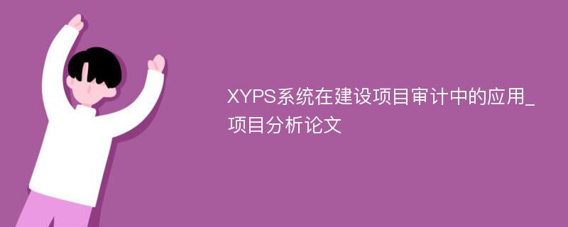 XYPS系统在建设项目审计中的应用_项目分析论文