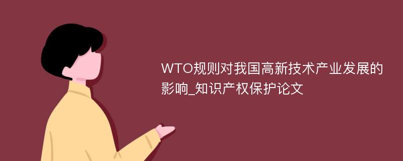 WTO规则对我国高新技术产业发展的影响_知识产权保护论文