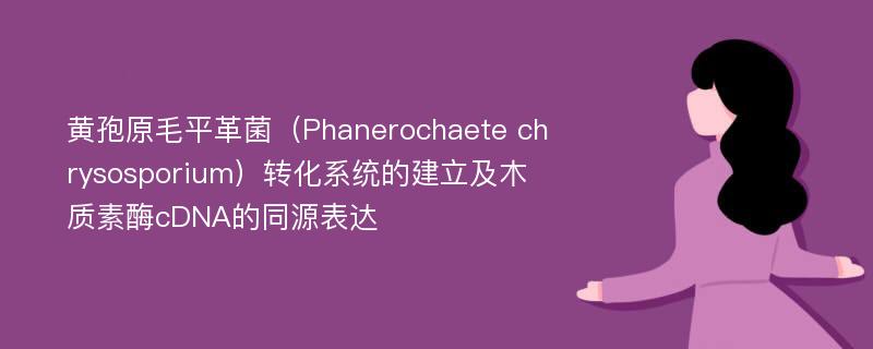 黄孢原毛平革菌（Phanerochaete chrysosporium）转化系统的建立及木质素酶cDNA的同源表达