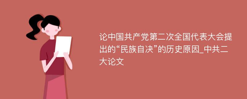 论中国共产党第二次全国代表大会提出的“民族自决”的历史原因_中共二大论文